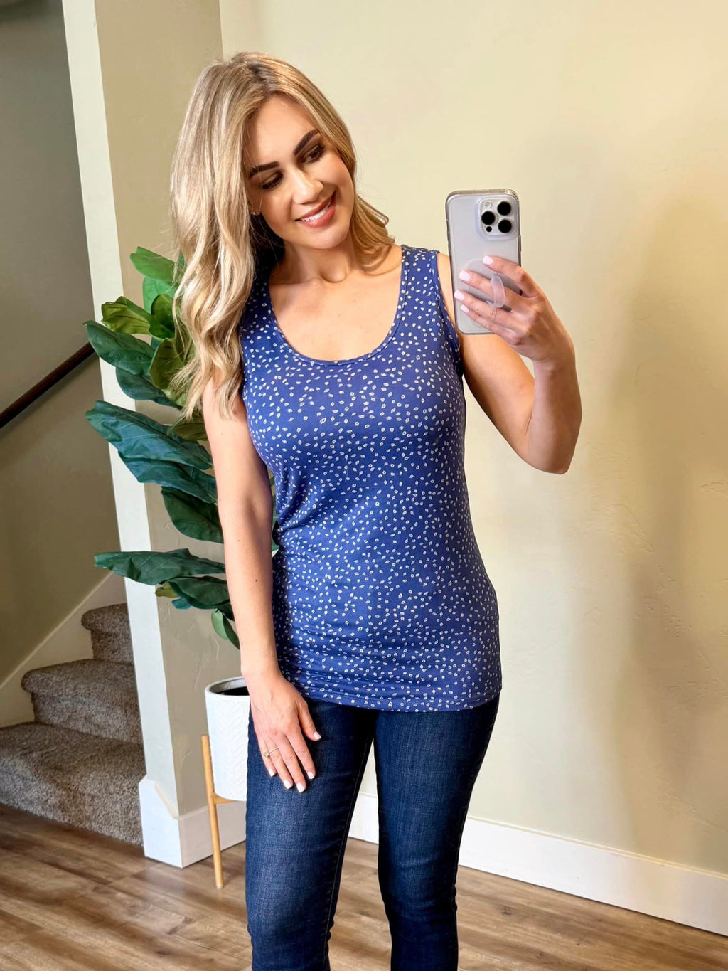 Luxe Crew Tank - Blue Leaf by Michelle Mae