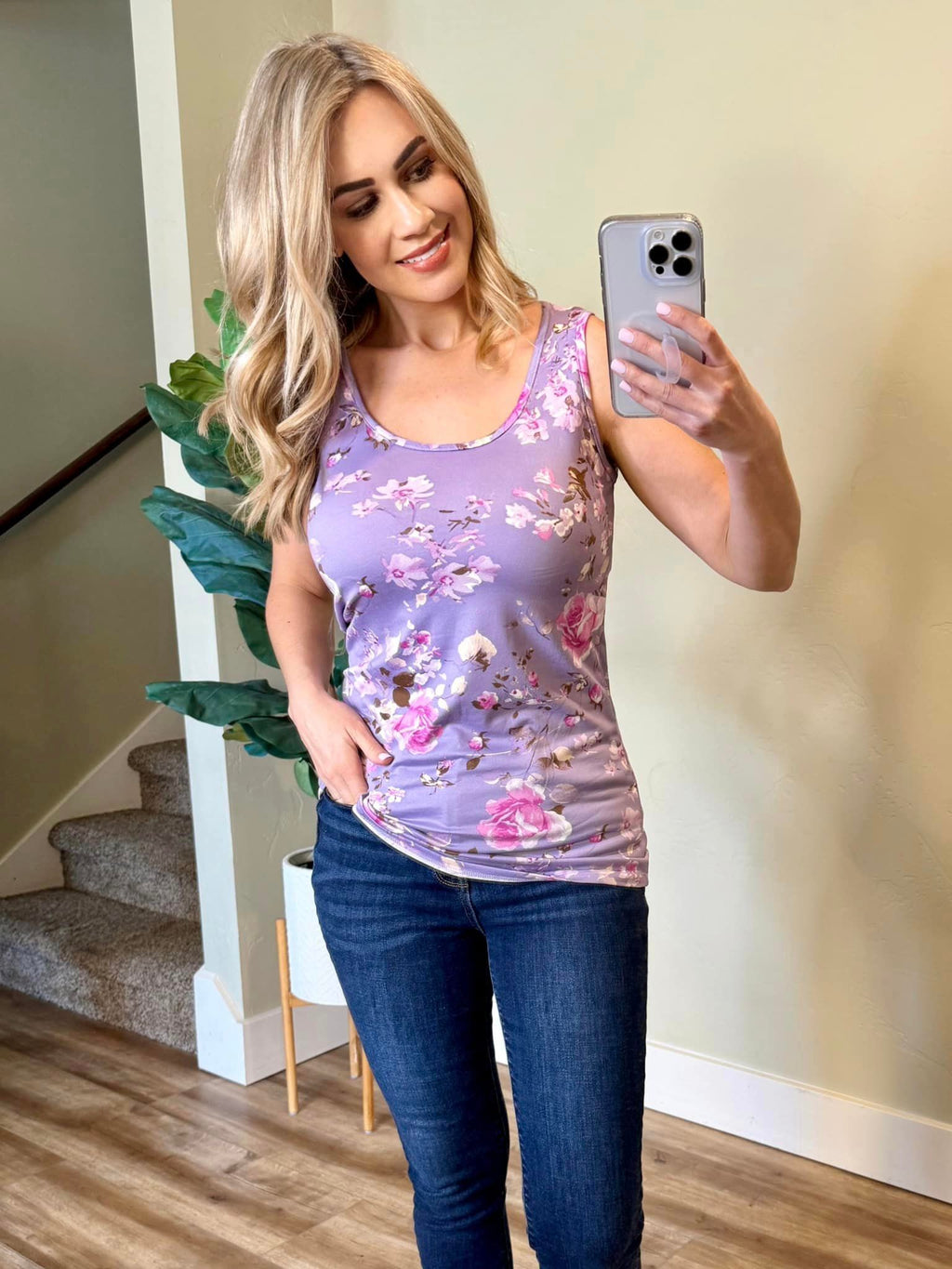 Luxe Crew Tank - Lavender Floral by Michelle Mae