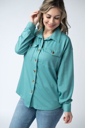Brenna Button Down Top - Teal by Michelle Mae