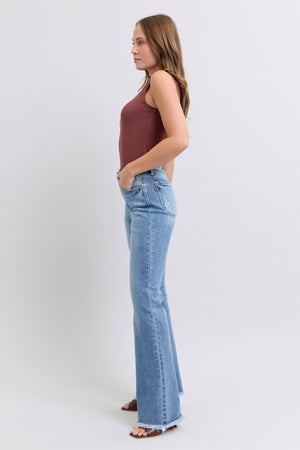 Judy Blue High Waist Frayed Hem Bootcut Jeans Tall