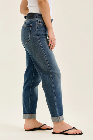 Judy Blue Mid Rise Boyfriend with Adjustable Back Tab Hollywood Waistband Jeans