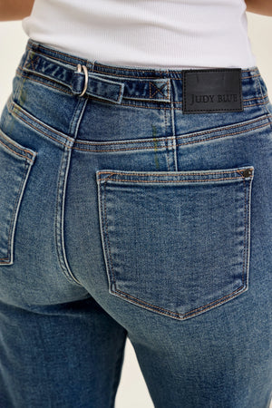 Judy Blue Mid Rise Boyfriend with Adjustable Back Tab Hollywood Waistband Jeans