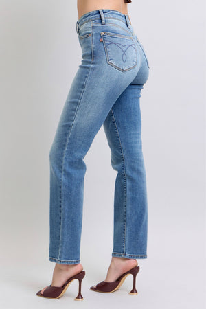 Judy Blue High Waist Vintage Wash Brushed Thermal Straight Leg Jeans