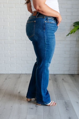 Judy Blue High Waist Front Seam Detail Cuffed Straight Leg Jeans