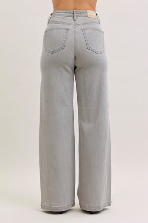 Judy Blue High Waist Retro Wide Leg Grey Jeans
