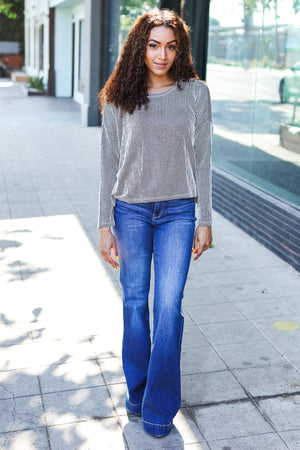 Hello Beautiful Black Rib Dolman Cropped Top