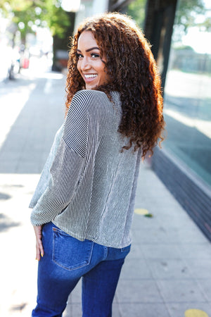 Hello Beautiful Black Rib Dolman Cropped Top