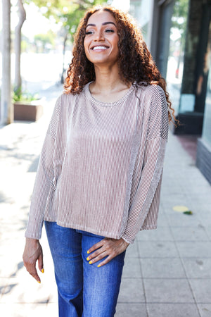 Hello Beautiful Camel Rib Dolman Cropped  Top