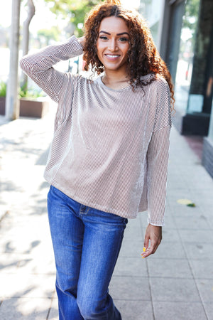 Hello Beautiful Camel Rib Dolman Cropped  Top