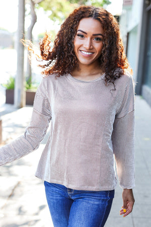 Hello Beautiful Camel Rib Dolman Cropped  Top