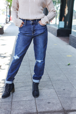 Judy Blue Mid Rise Distressed Slim Fit Jeans