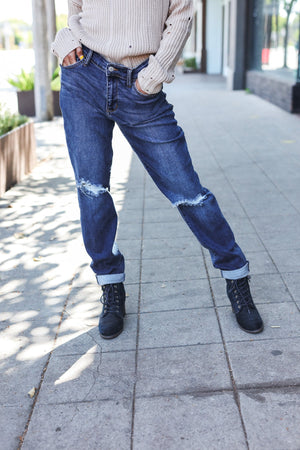 Judy Blue Mid Rise Distressed Slim Fit Jeans