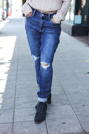 Judy Blue Mid Rise Distressed Slim Fit Jeans