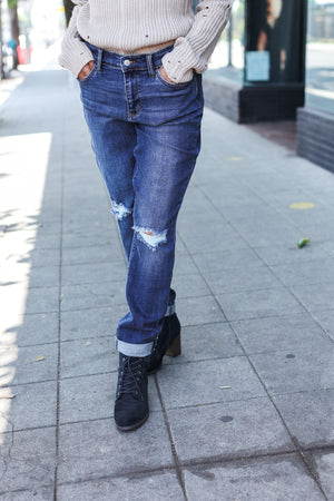 Judy Blue Mid Rise Distressed Slim Fit Jeans