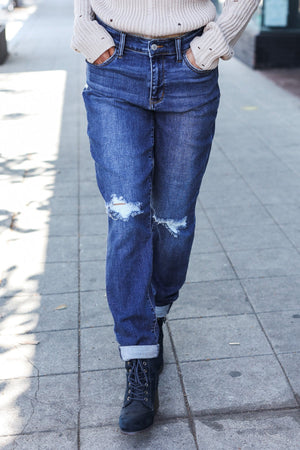 Judy Blue Mid Rise Distressed Slim Fit Jeans