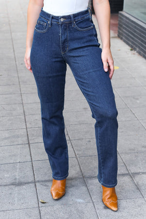 Judy Blue High Waist Dark Wash Straight Leg Jeans