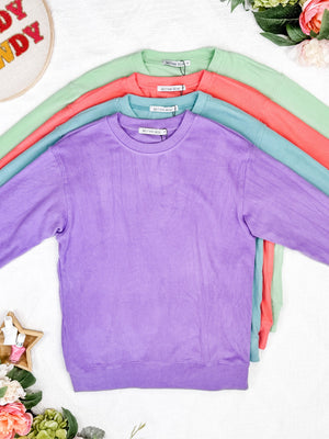 Corrine Ribbed Pullover Top - Purple by Michelle Mae