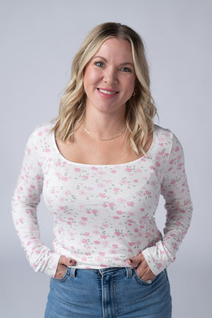Alyssa Long Sleeve Top - Pretty in Pink Floral by Michelle Mae