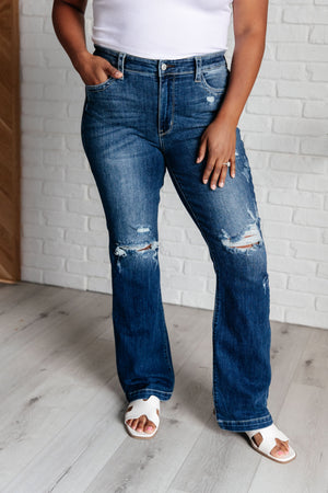 Judy Blue Mid Rise Hand Sand & Destroy Bootcut Jeans