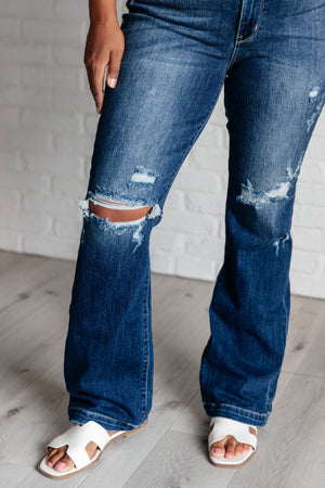 Judy Blue Mid Rise Hand Sand Distressed Bootcut Jeans