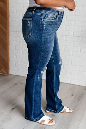 Judy Blue Mid Rise Hand Sand Distressed Bootcut Jeans