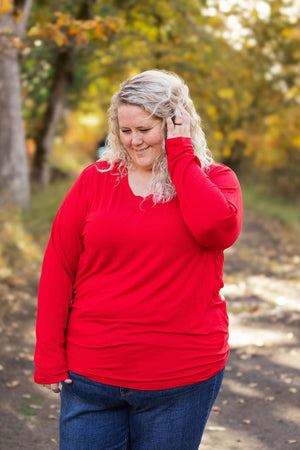 Leah Long Sleeve Top - Red by Michelle Mae