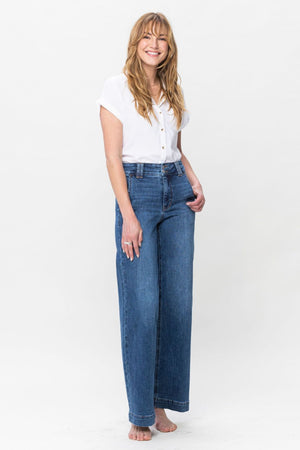 Judy Blue High Waist Double Button Wide Leg Trouser Jeans