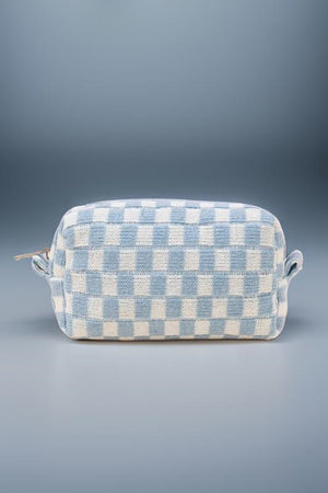 Zenana Checkered Pattern Knitted Cosmetic Pouch - 6 colors