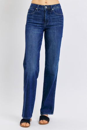 Judy Blue Mid Rise Tummy Control Classic Straight Leg Non Distressed Jeans