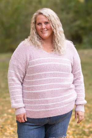 Cozy Striped Sweater - Mauve by Michelle Mae