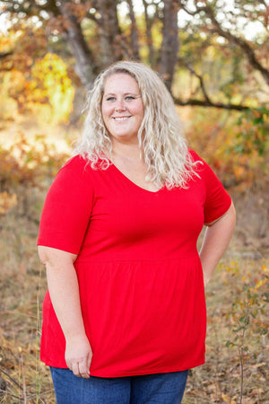 Sarah Ruffle Short Sleeve - Red by Michelle Mae