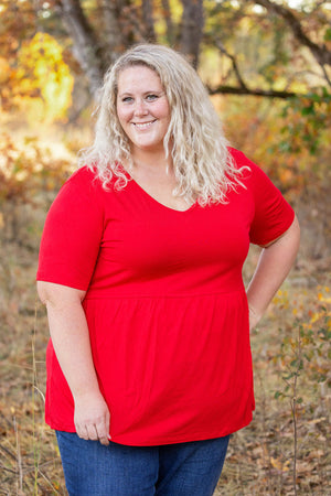 Sarah Ruffle Short Sleeve - Red by Michelle Mae