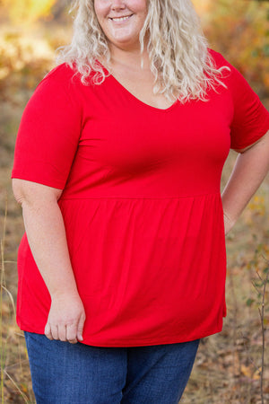 Sarah Ruffle Short Sleeve - Red by Michelle Mae