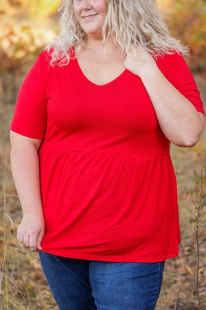 Sarah Ruffle Short Sleeve - Red by Michelle Mae