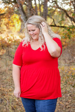 Sarah Ruffle Short Sleeve - Red by Michelle Mae