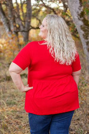 Sarah Ruffle Short Sleeve - Red by Michelle Mae