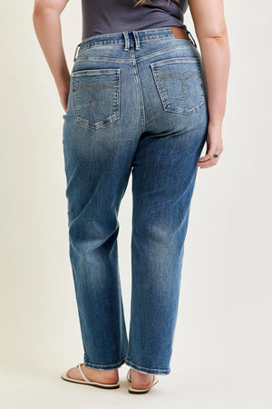 Judy Blue Mid Rise Vintage Medium Wash Straight Leg Jeans