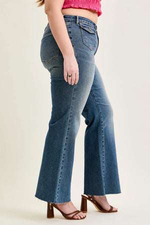 Judy Blue Mid Rise Flare with Front Flap Pocket Jeans