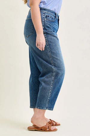 Judy Blue High Waist Rigid Magic Barrel with Dart Detailing Jeans