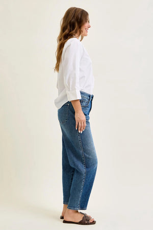 Judy Blue High Waist Rigid Magic Barrel with Dart Detailing Jeans