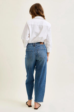 Judy Blue High Waist Rigid Magic Barrel with Dart Detailing Jeans