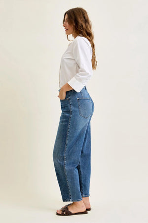 Judy Blue High Waist Rigid Magic Barrel with Dart Detailing Jeans