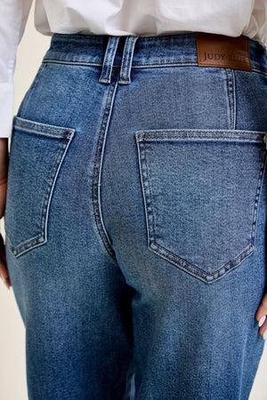 Judy Blue High Waist Rigid Magic Barrel with Dart Detailing Jeans