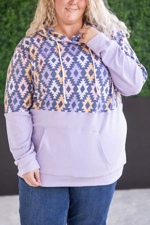 Hailey Pullover Hoodie - Lavender and Dark Geometric by Michelle Mae