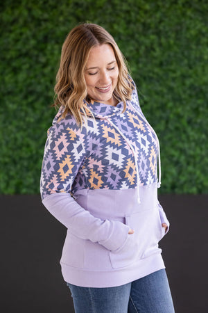 Hailey Pullover Hoodie - Lavender and Dark Geometric by Michelle Mae