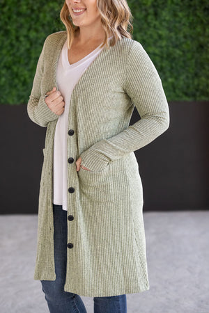 Colbie Ribbed Cardigan - Pistachio by Michelle Mae