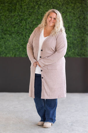 Colbie Ribbed Cardigan - Neutral Pink by Michelle Mae