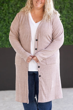 Colbie Ribbed Cardigan - Neutral Pink by Michelle Mae