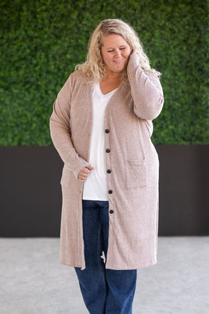 Colbie Ribbed Cardigan - Neutral Pink by Michelle Mae