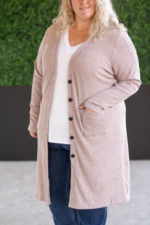 Colbie Ribbed Cardigan - Neutral Pink by Michelle Mae